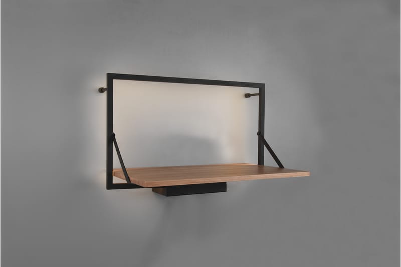 Leonie Vägghylla LED-belyst 50x30 cm Trä/Svart - Trä/Svart - Förvaring - Hylla - Vägghylla