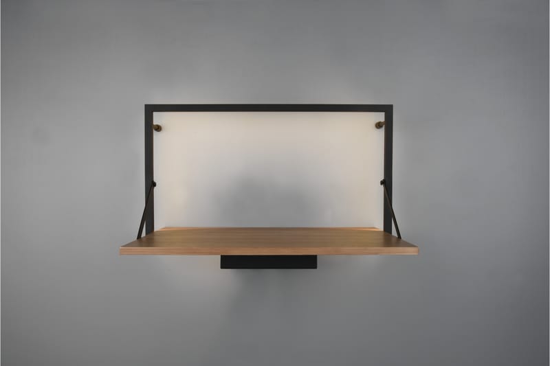 Leonie Vägghylla LED-belyst 50x30 cm Trä/Svart - Trä/Svart - Förvaring - Hylla - Vägghylla