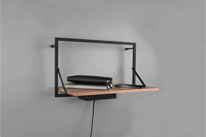 Leonie Vägghylla LED-belyst 50x30 cm Trä/Svart - Trä/Svart - Förvaring - Hylla - Vägghylla