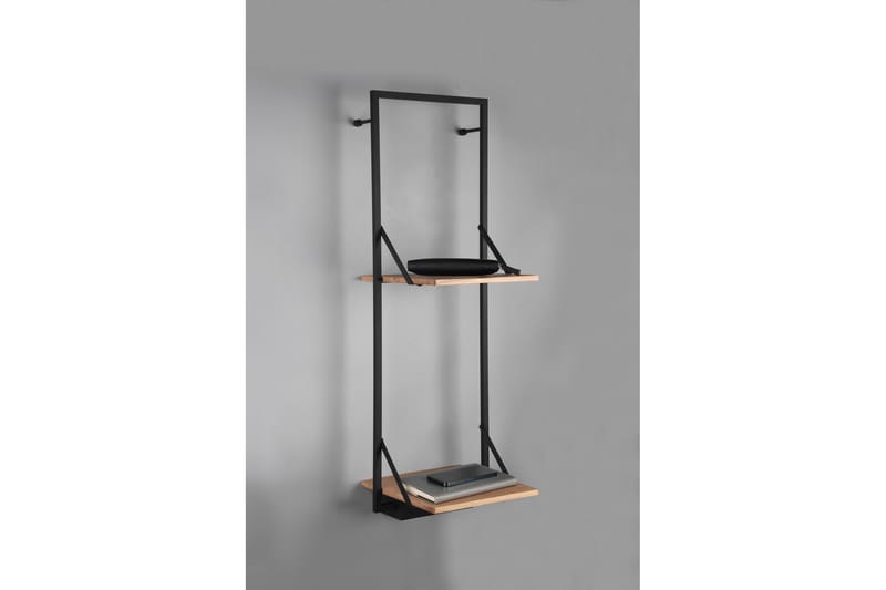 Leonie Vägghylla LED-belyst 72x27 cm Trä/Svart - Trä/Svart - Förvaring - Hylla - Vägghylla