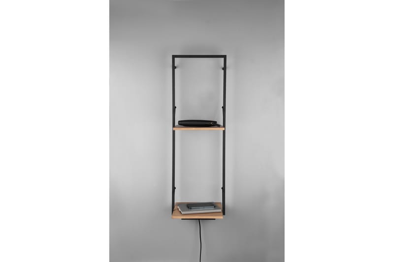 Leonie Vägghylla LED-belyst 72x27 cm Trä/Svart - Trä/Svart - Förvaring - Hylla - Vägghylla