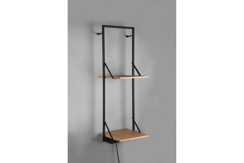 Leonie Vägghylla LED-belyst 72x27 cm Trä/Svart - Trä/Svart - Förvaring - Hylla - Vägghylla
