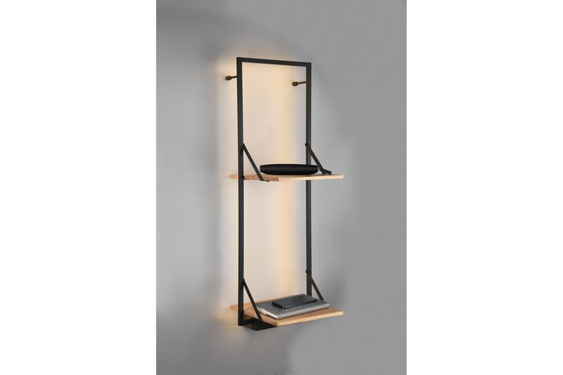 Leonie Vägghylla LED-belyst 72x27 cm Trä/Svart - Trä/Svart - Förvaring - Hylla - Vägghylla