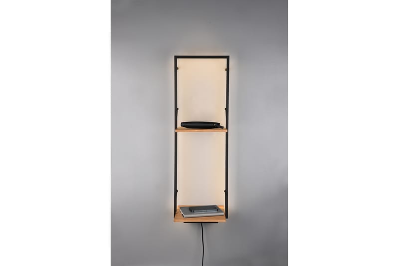 Leonie Vägghylla LED-belyst 72x27 cm Trä/Svart - Trä/Svart - Förvaring - Hylla - Vägghylla