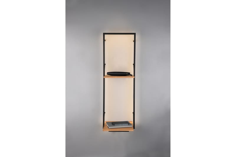 Leonie Vägghylla LED-belyst 72x27 cm Trä/Svart - Trä/Svart - Förvaring - Hylla - Vägghylla