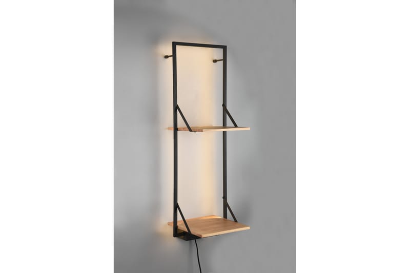 Leonie Vägghylla LED-belyst 72x27 cm Trä/Svart - Trä/Svart - Förvaring - Hylla - Vägghylla