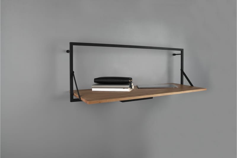 Leonie Vägghylla LED-belyst 90x30 cm Trä/Svart - Trä/Svart - Förvaring - Hylla - Vägghylla