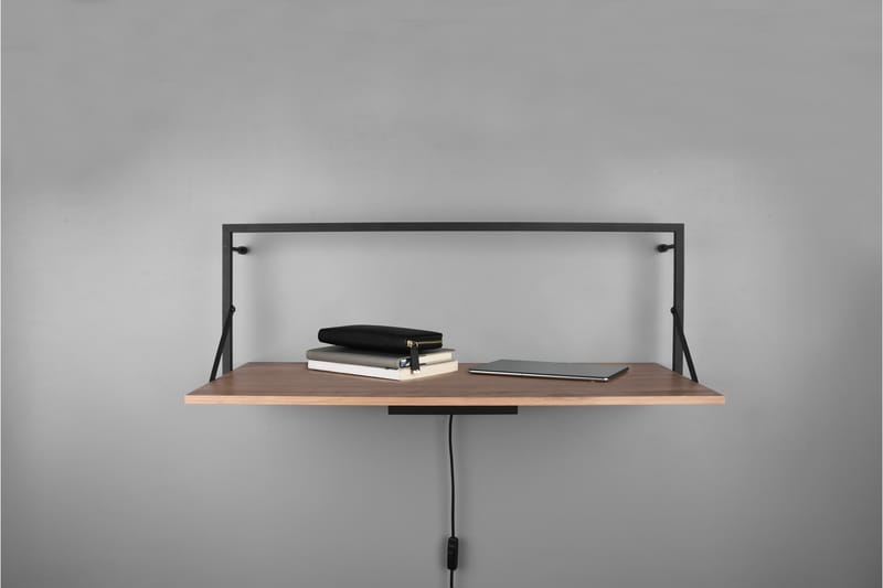 Leonie Vägghylla LED-belyst 90x30 cm Trä/Svart - Trä/Svart - Förvaring - Hylla - Vägghylla