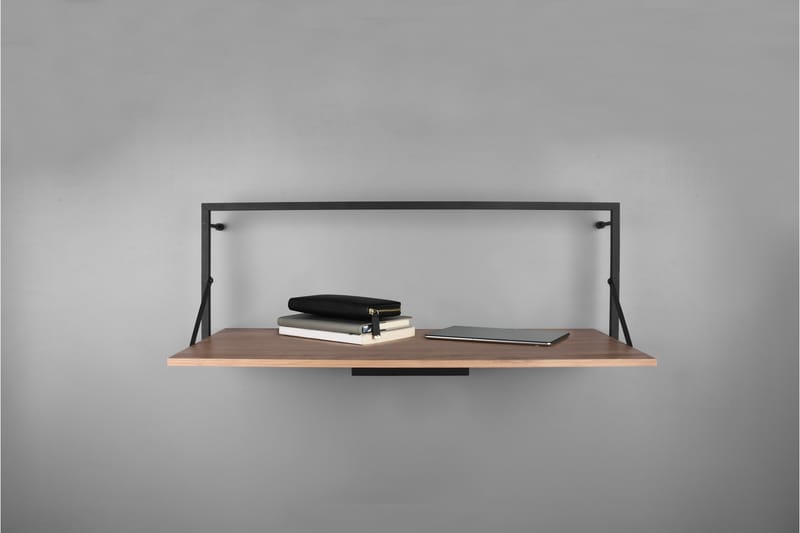 Leonie Vägghylla LED-belyst 90x30 cm Trä/Svart - Trä/Svart - Förvaring - Hylla - Vägghylla