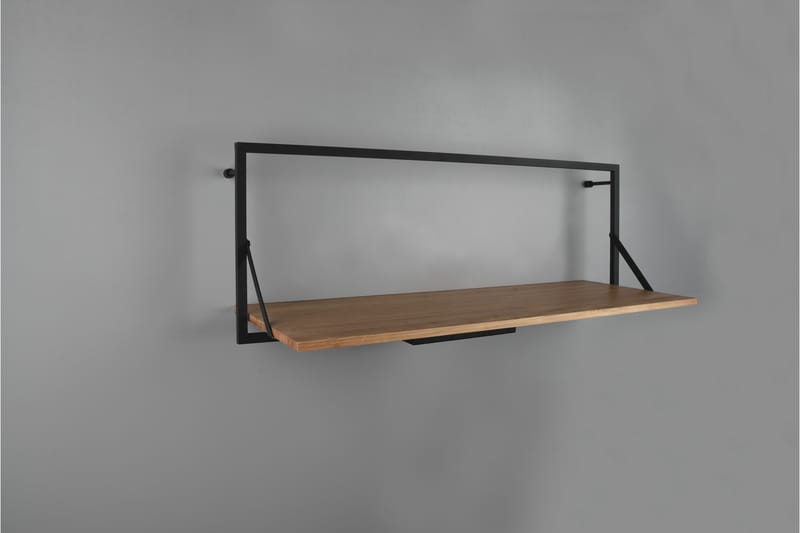 Leonie Vägghylla LED-belyst 90x30 cm Trä/Svart - Trä/Svart - Förvaring - Hylla - Vägghylla