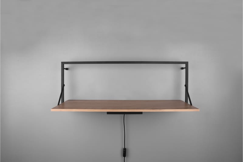 Leonie Vägghylla LED-belyst 90x30 cm Trä/Svart - Trä/Svart - Förvaring - Hylla - Vägghylla