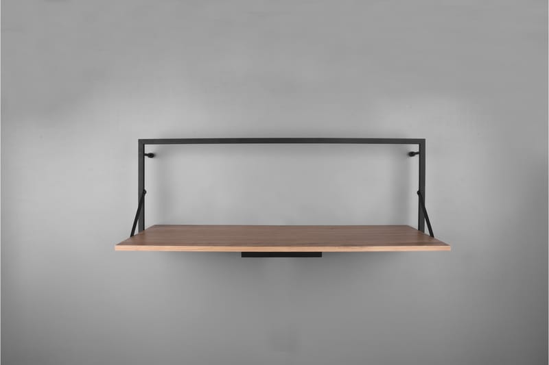 Leonie Vägghylla LED-belyst 90x30 cm Trä/Svart, Trä/Svart