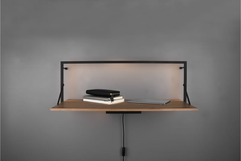 Leonie Vägghylla LED-belyst 90x30 cm Trä/Svart - Trä/Svart - Förvaring - Hylla - Vägghylla