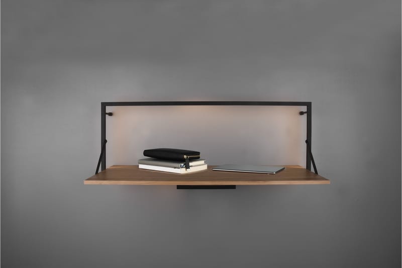 Leonie Vägghylla LED-belyst 90x30 cm Trä/Svart - Trä/Svart - Förvaring - Hylla - Vägghylla
