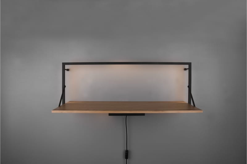 Leonie Vägghylla LED-belyst 90x30 cm Trä/Svart - Trä/Svart - Förvaring - Hylla - Vägghylla