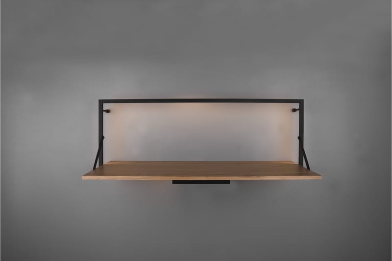 Leonie Vägghylla LED-belyst 90x30 cm Trä/Svart - Trä/Svart - Förvaring - Hylla - Vägghylla