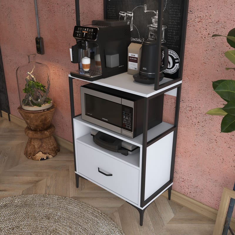 Matlerd Multifunktionsskåp 70x205x40 cm - Vit - Förvaring - Hylla - Hyllsystem