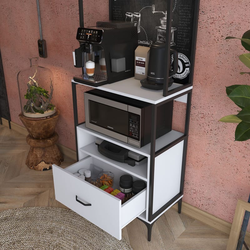 Matlerd Multifunktionsskåp 70x205x40 cm - Vit - Förvaring - Hylla - Hyllsystem