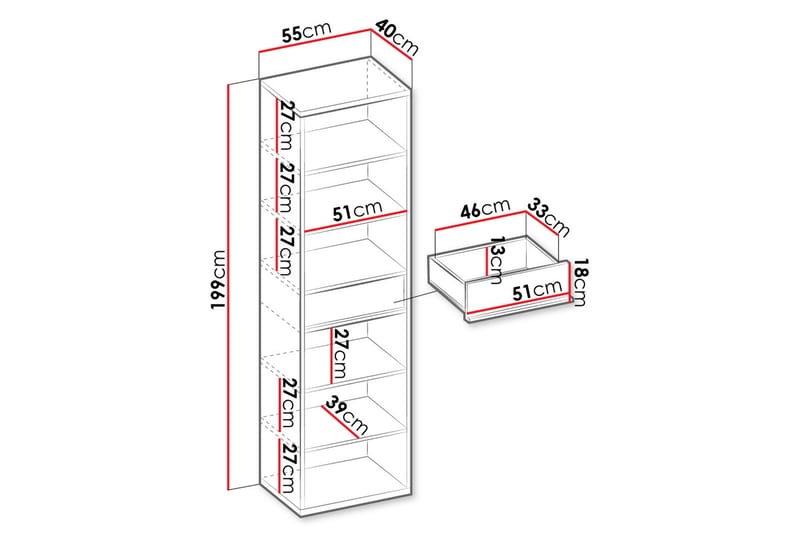 Metropolitan Bokhylla 55x40 cm - Brun/Vit/Ljusgrå/Svart - Förvaring - Hylla - Bokhylla
