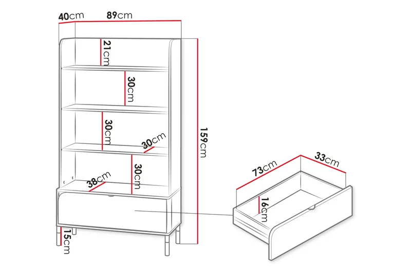 Monfort Bokhylla 89x40 cm - Beige - Förvaring - Hylla - Bokhylla