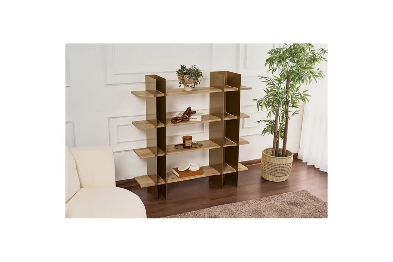 Nara Bokhylla 120 cm - Guld - Förvaring - Hylla - Bokhylla