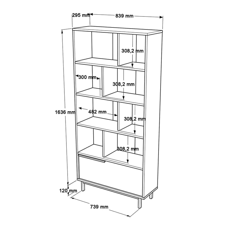 Nilena Bokhylla 83,9x175,6x29,5 cm - Ek och vitt - Förvaring - Hylla - Bokhylla