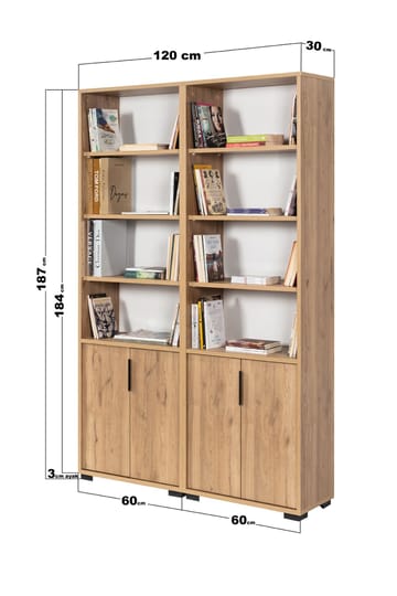 Pavio Bokhylla 120x187x30 cm - Sapphire Oak - Förvaring - Hylla - Bokhylla