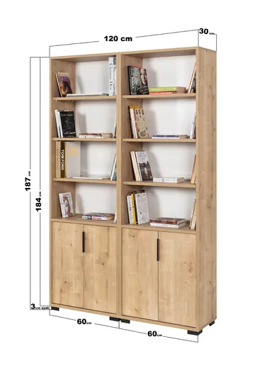 Pavio Bokhylla 120x187x30 cm - Sapphire Oak - Förvaring - Hylla - Bokhylla