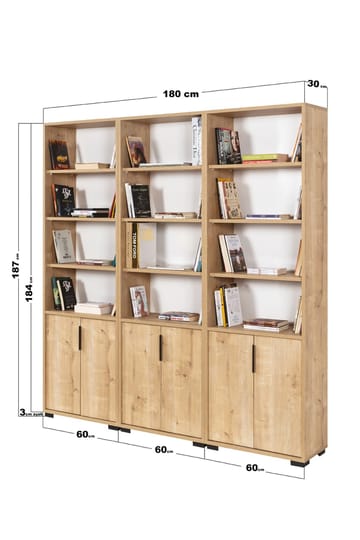 Pavio Bokhylla 180x187x30 cm - Sapphire Oak - Förvaring - Hylla - Bokhylla