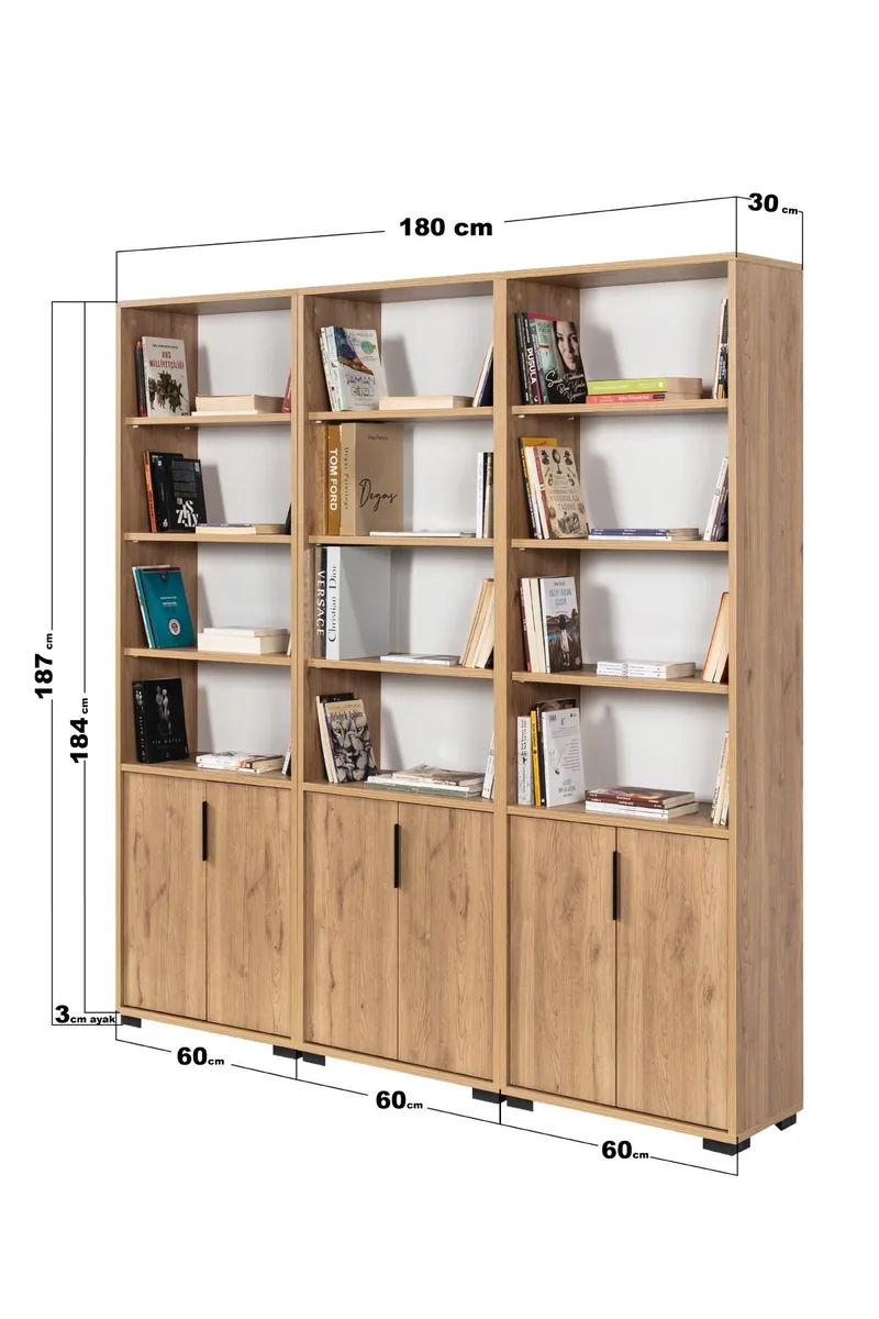 Pavio Bokhylla 180x187x30 cm - Sapphire Oak - Förvaring - Hylla - Bokhylla
