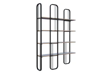 Pemu Bokhylla 125 cm i Metall med Träskiva - Svart - Förvaring - Hylla - Bokhylla