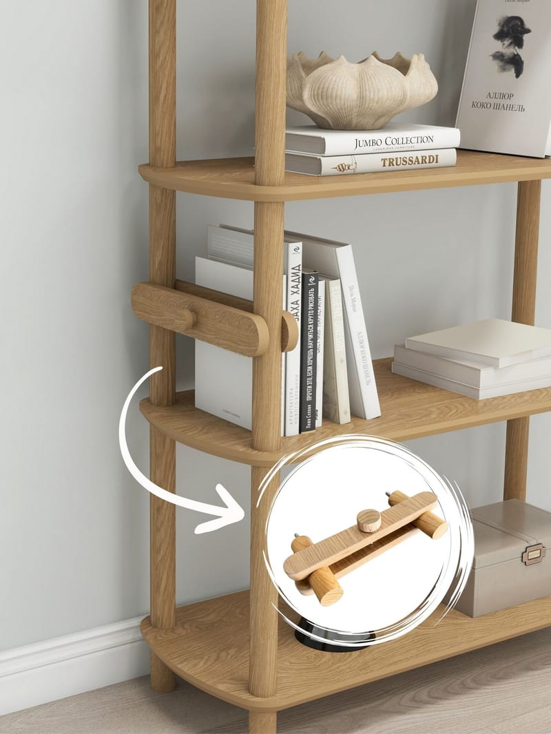 Pienk Bokhylla 80x112 cm - Ek - Förvaring - Hylla - Bokhylla