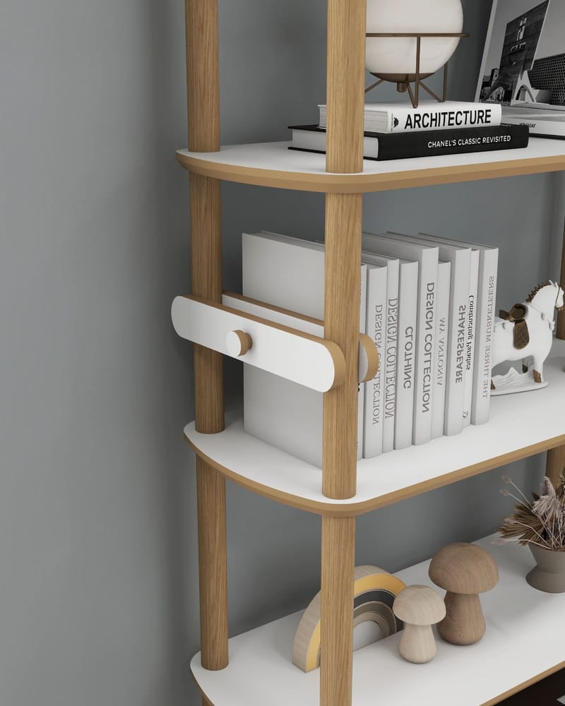 Pienk Bokhylla 80x174 cm - Ek och vit - Förvaring - Hylla - Bokhylla