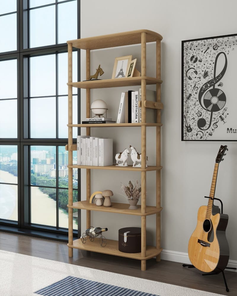 Pienk Bokhylla 80x174 cm - Ek - Förvaring - Hylla - Bokhylla