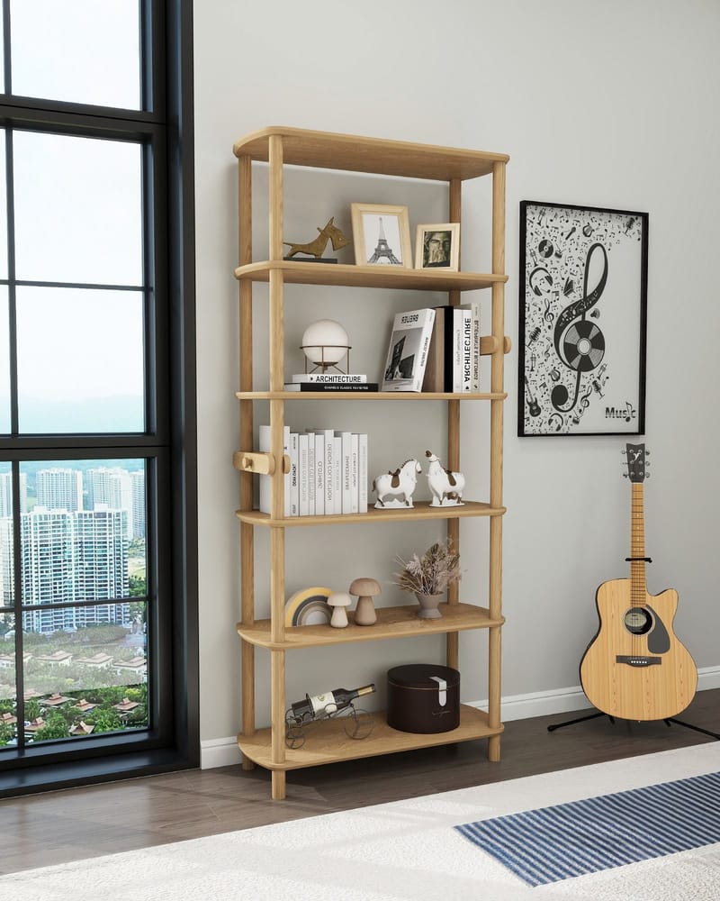 Pienk Bokhylla 80x174 cm - Ek - Förvaring - Hylla - Bokhylla