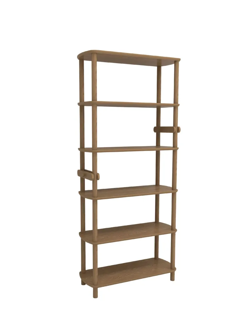 Pienk Hög Bokhylla 80 cm i Ek, Brun