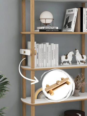 Pienk Hög Bokhylla 80 cm i Ek och - Vit|Brun - Förvaring - Hylla - Bokhylla