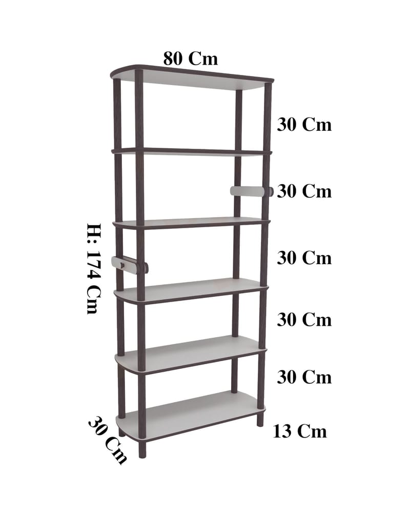 Pienk Hög Bokhylla 80 cm i Ek och - Vit|Brun - Förvaring - Hylla - Bokhylla