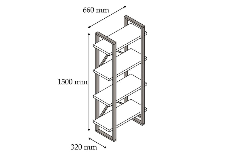 Puqa Bokhylla 66 cm i Valnöt - Brun - Förvaring - Hylla - Bokhylla