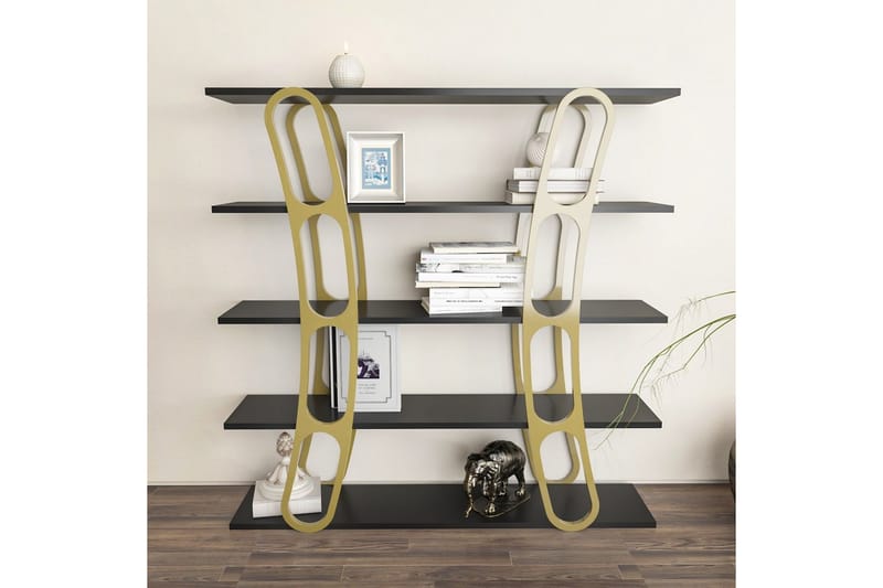 Quenla Bokhylla 120 cm - Guld/Svart - Förvaring - Hylla - Bokhylla