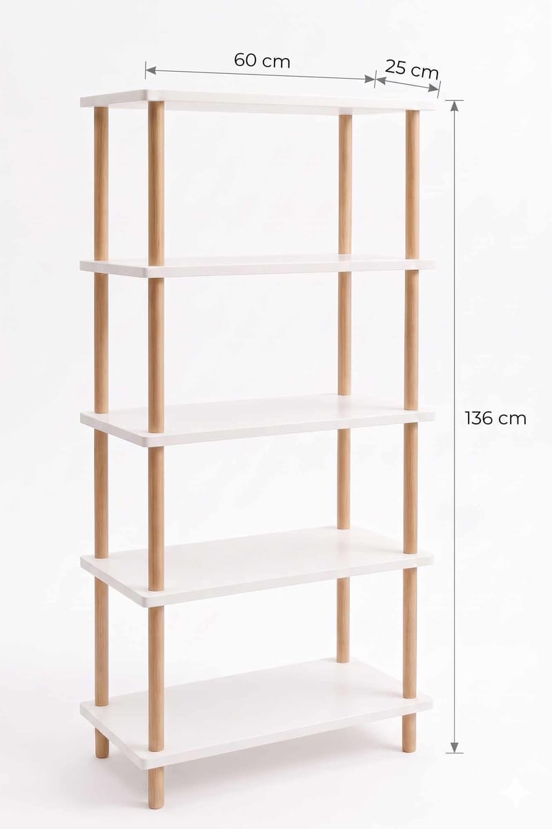 Ryrhyrdhonar Bokhylla 60x136x25 cm - Vit - Förvaring - Hylla - Bokhylla