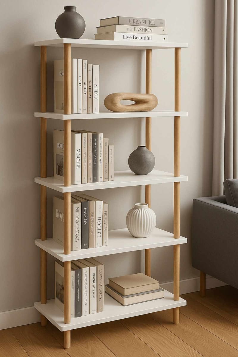 Ryrhyrdhonar Bokhylla 60x136x25 cm - Vit - Förvaring - Hylla - Bokhylla