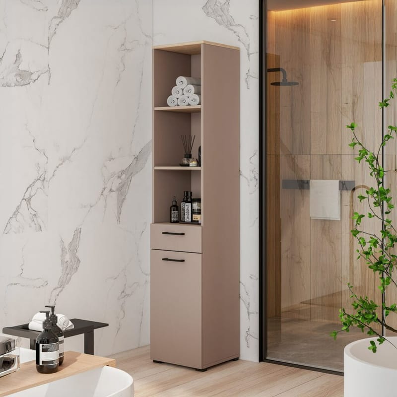 Skåp Rosa 1 låda 1 dörr - Förvaring - Hylla - Bokhylla