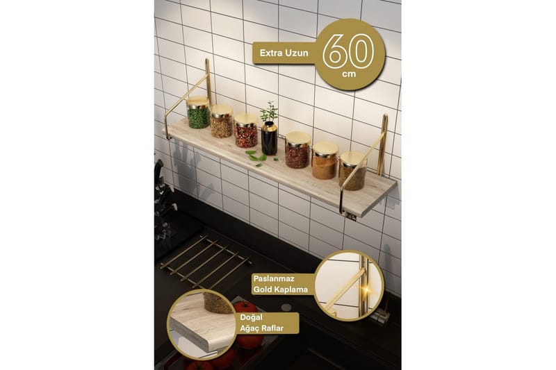 Sorab Vägghylla 60 cm - Brun/Guld - Förvaring - Hylla - Vägghylla