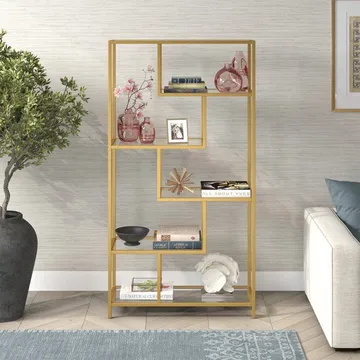 Sorena Bokhylla 90x172 cm - Guld och transparent - Förvaring - Hylla - Bokhylla