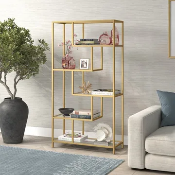 Sorena Bokhylla 90x172 cm - Guld och transparent - Förvaring - Hylla - Bokhylla