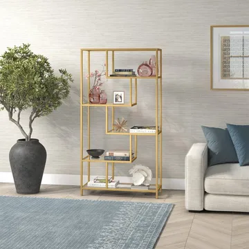 Sorena Bokhylla 90x172 cm - Guld och transparent - Förvaring - Hylla - Bokhylla