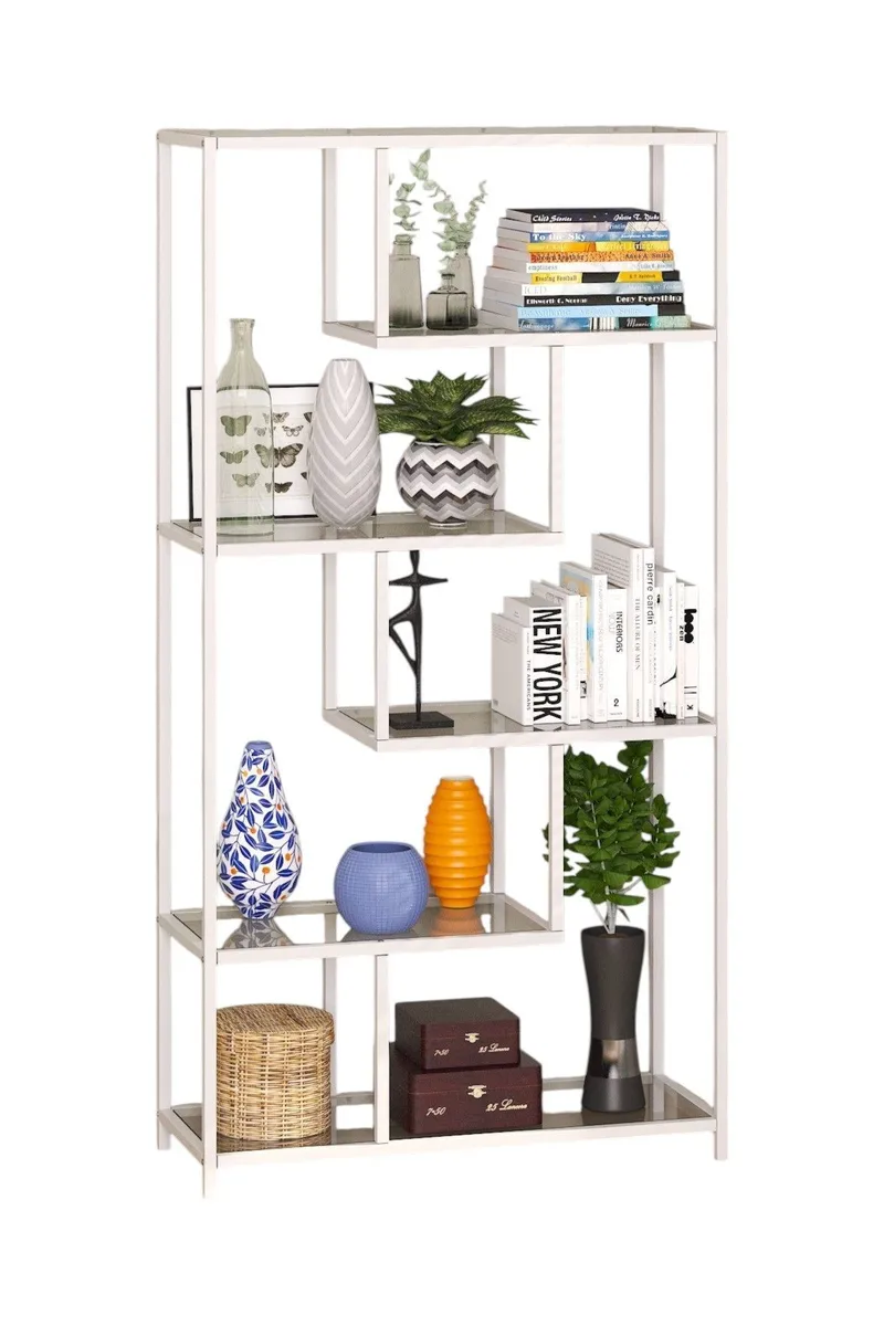 Sorena Bokhylla 90x172 cm - Vit och transparent - Förvaring - Hylla - Bokhylla