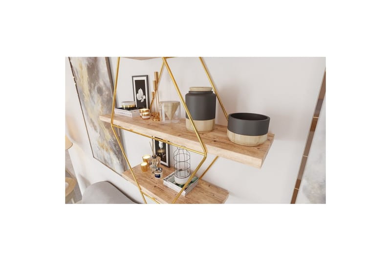Souma Vägghylla 60 cm - Brun/Guld - Förvaring - Hylla - Vägghylla