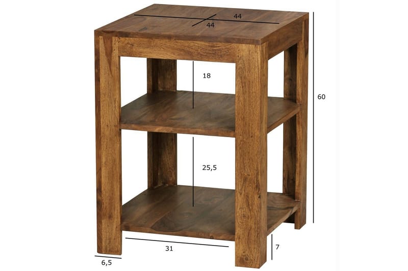 Stående hylla Wohnling massivt trä, förvaringsutrymme, herrgårdsstil 60 cm - 60 cm - Förvaring - Hylla - Hyllplan & hyllkonsol
